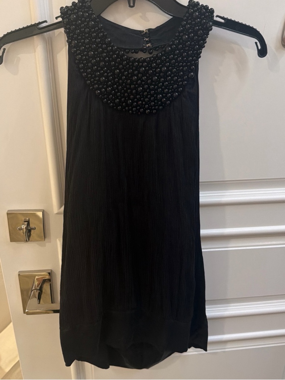 bebe Black Beaded Collar Mini Dress